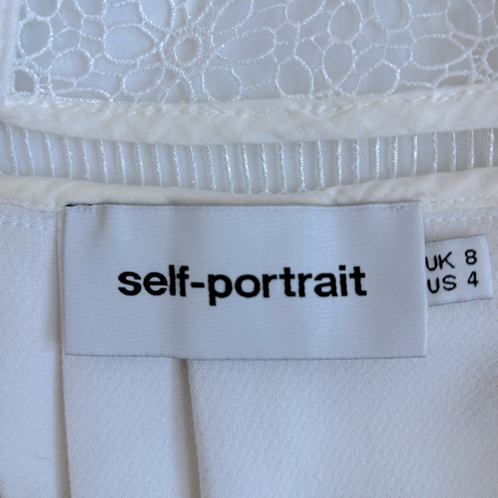 Self-Portrait Cream Lace Ruffle Mini Dress - Picture 11 of 16